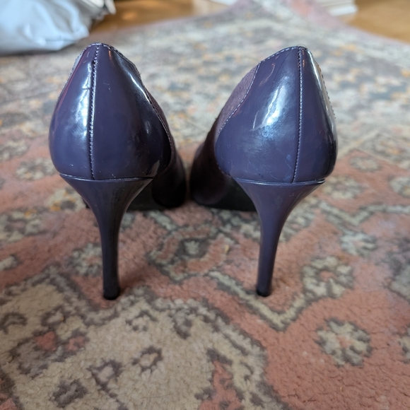 Jessica Purple Suede Peep-Toe Heels - Picture 5 of 6
